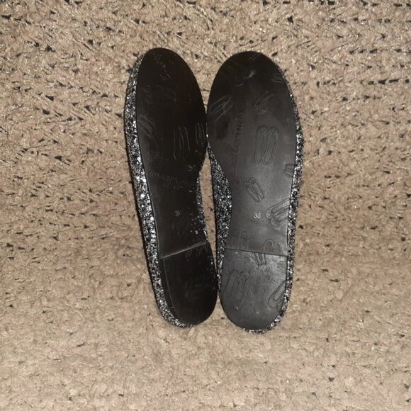 PRETTY BALLERINAS-Rosario-Black/Silver Glitter-Bow-Size 36-Excellent - Picture 7 of 7